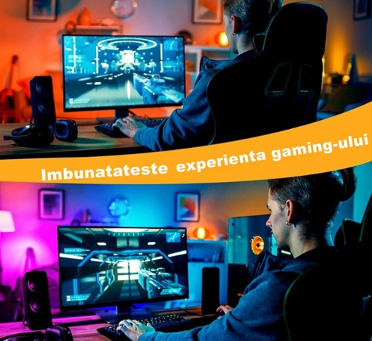 Banda Led RGB Kit Complet 5 Metri , Control Prin Telecomanda, Led 5050, Lumina Ambientala Multicolora, IP65, 220V, Adeziva, Led Strip, Multicolor